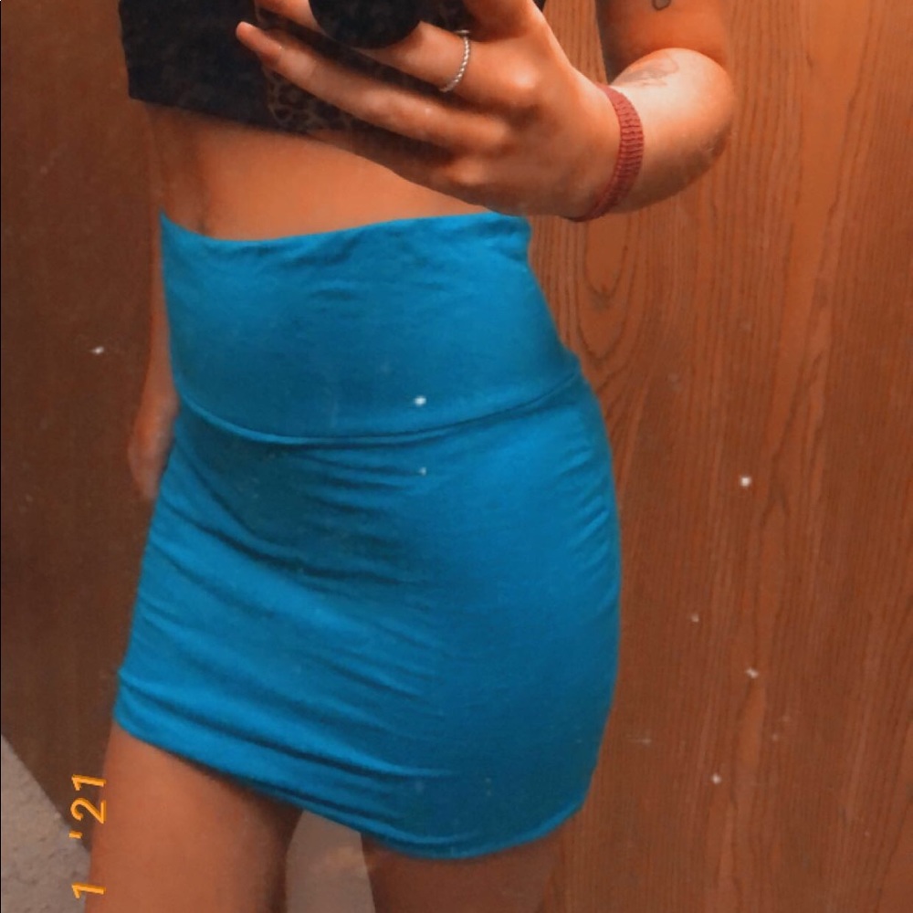 Blue pencil skirt
